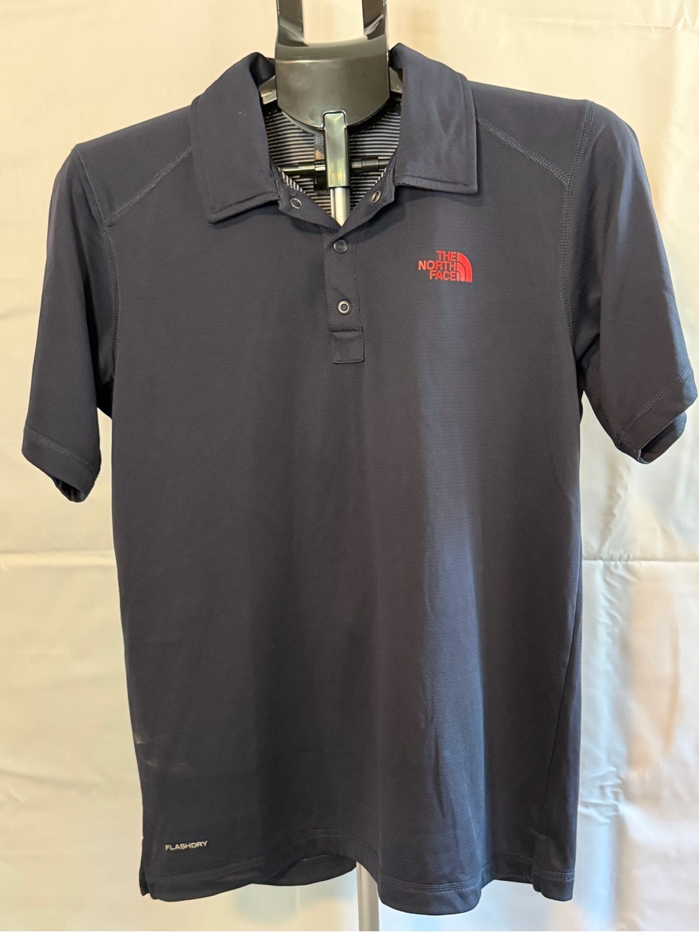 The North Face Men's Navy Polo with Red Logo